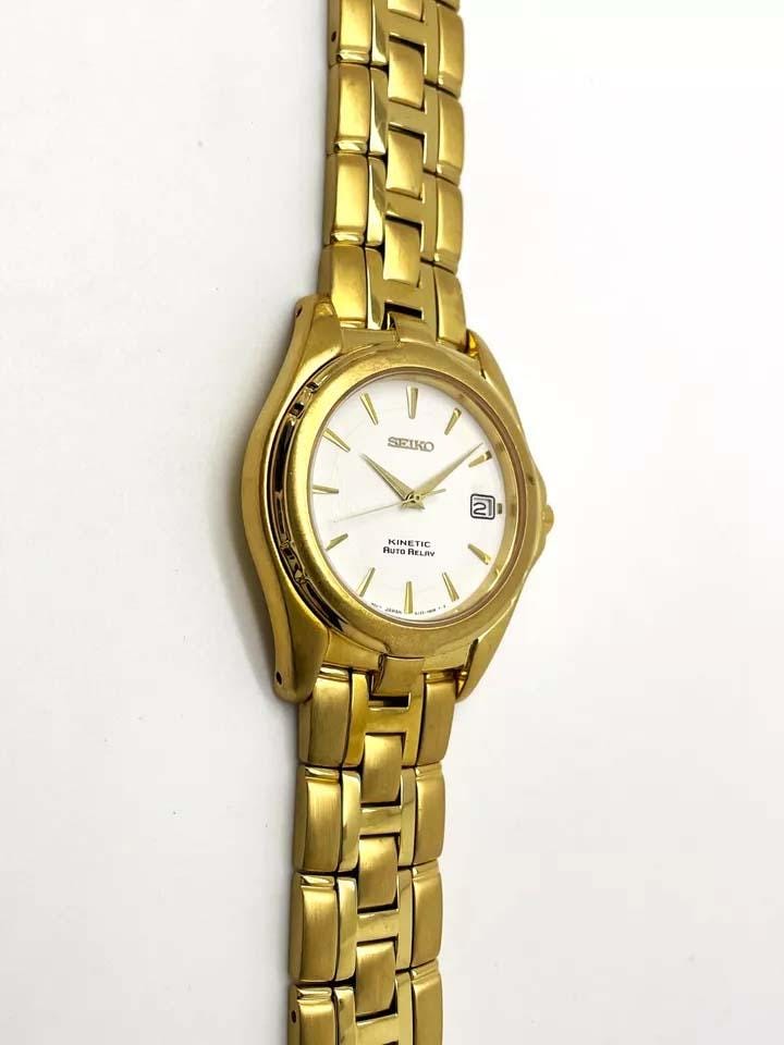 Vintage Mens Gold Tone Stainless SEIKO Kinetic Auto Relay
