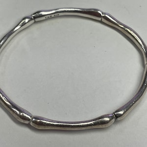 T & B 925 Sterling Silver Bamboo Bangle Bracelet Thistle and Bee