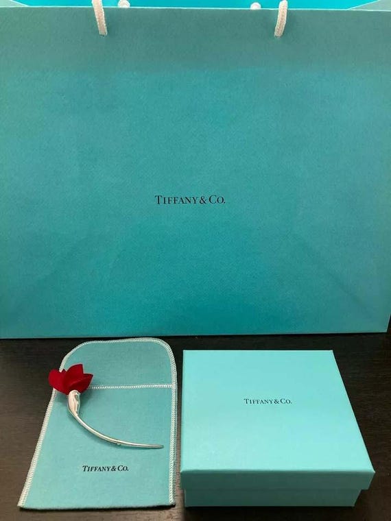 Vintage Tiffany & Co Elsa Peretti Red Silk Rose Amapola
