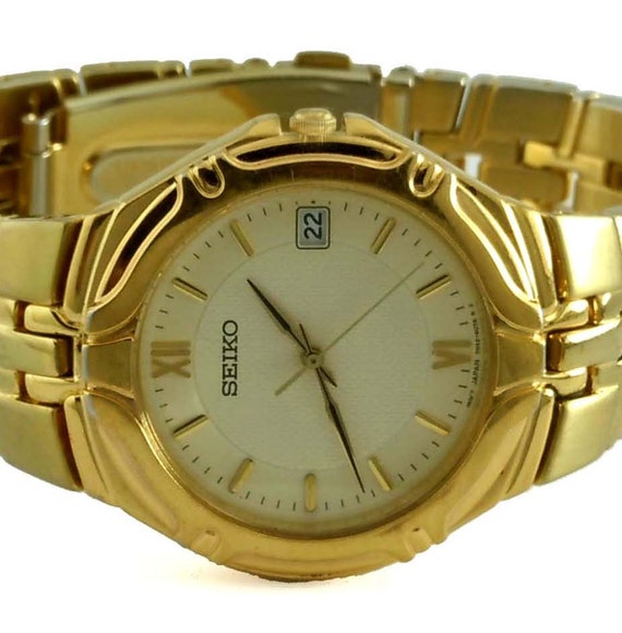 Vintage Mens Gold Tone Stainless SEIKO 7N42-6C10 Calendar - Etsy