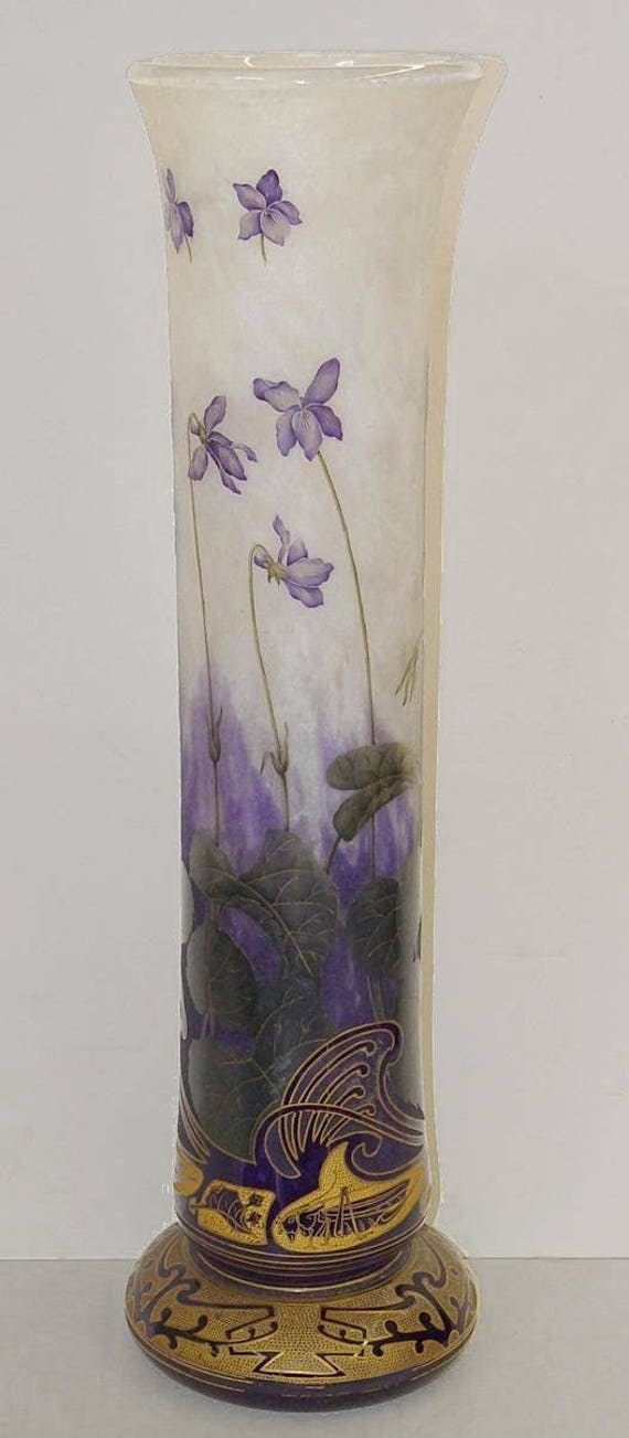 Art Nouveau Daum Nancy Grasshopper Iris Gilded Cameo Glass Etsy