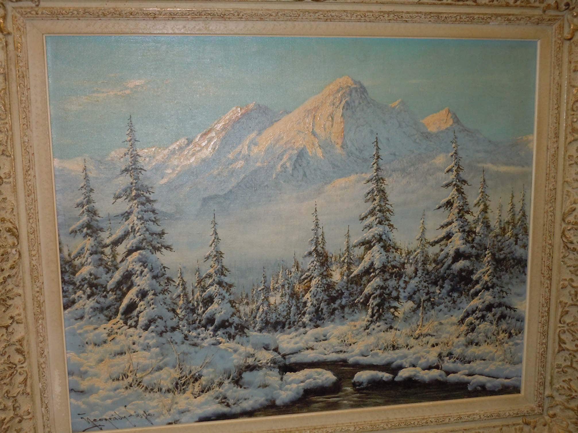 【絵画 アート】 S.MILDO Laszlo Neogrady Winter Landscape Oil Painting Hungarian 1896-1962