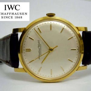 Triple Signed Mens 18K Gold  IWC Schaffhausen Silver Stick Wristwatch International Watch Co Yellow Gold circa 1969