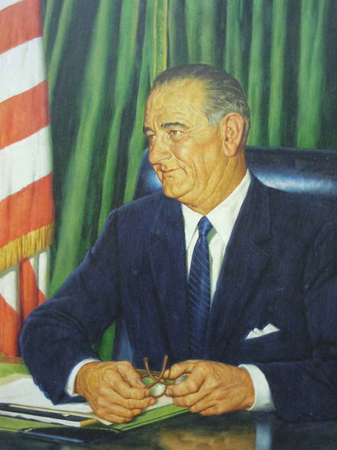 Lbj Lyndon B Johnson Oil on Canvasboard Painting Portrait LBJ 36th ...