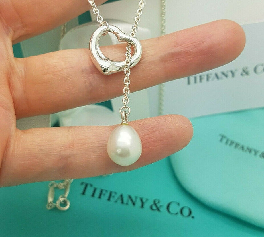 Tiffany & Co. Elsa Peretti 10mm Pearl Silver 16mm Open Heart