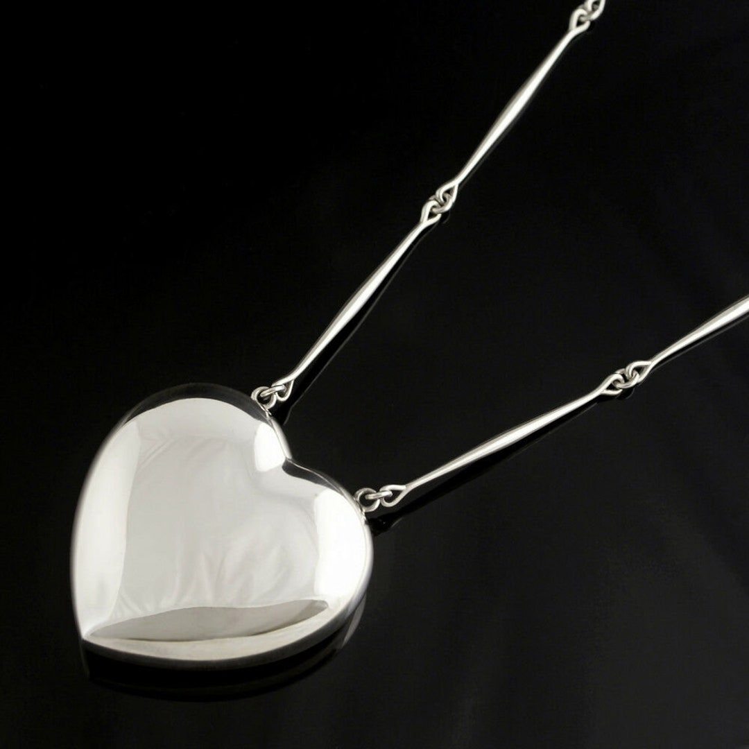 Georg Jensen Sterling Silver Necklace With Large Puffy Heart