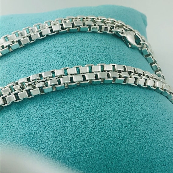Tiffany & Co. Venetian Square Box Link Chain Sterling Silver