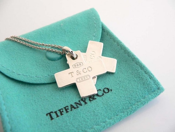 Tiffany & Co. Silver 1837 Double Cross Necklace and Pendant - Etsy