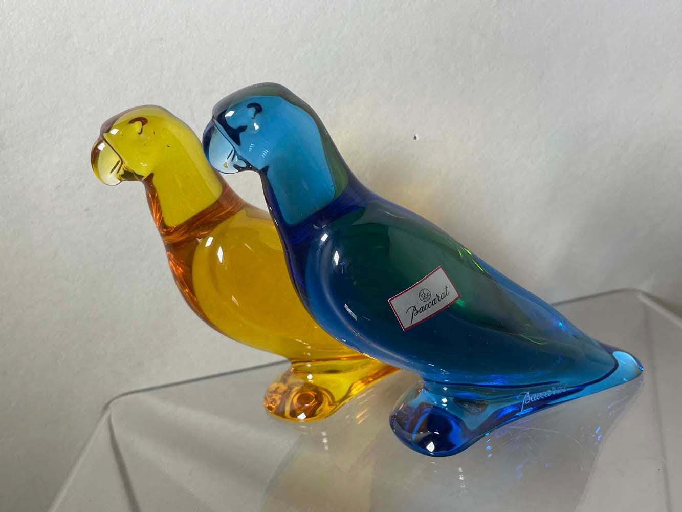 高級品市場 Crystal Baccarat Cobalt Parrot Glass Amber Honey or Blue 工芸品