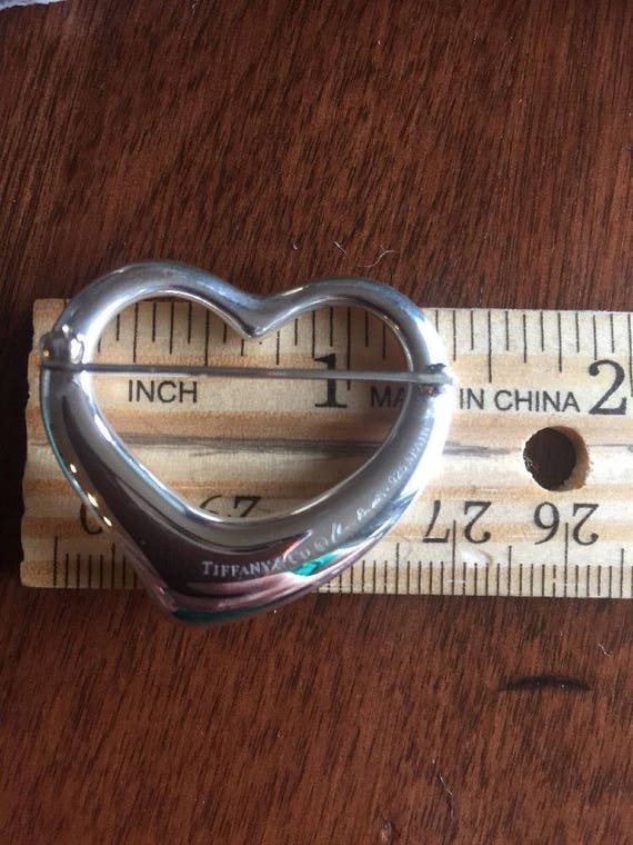 Tiffany Sterling Silver Elsa Peretti Open Heart Brooch Pin With