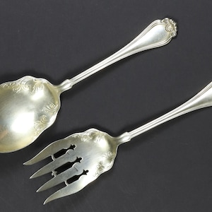 Silver Serving fork N Spoon J.E. CALDWELL atr Dominick & Haff , New York, circa 1904