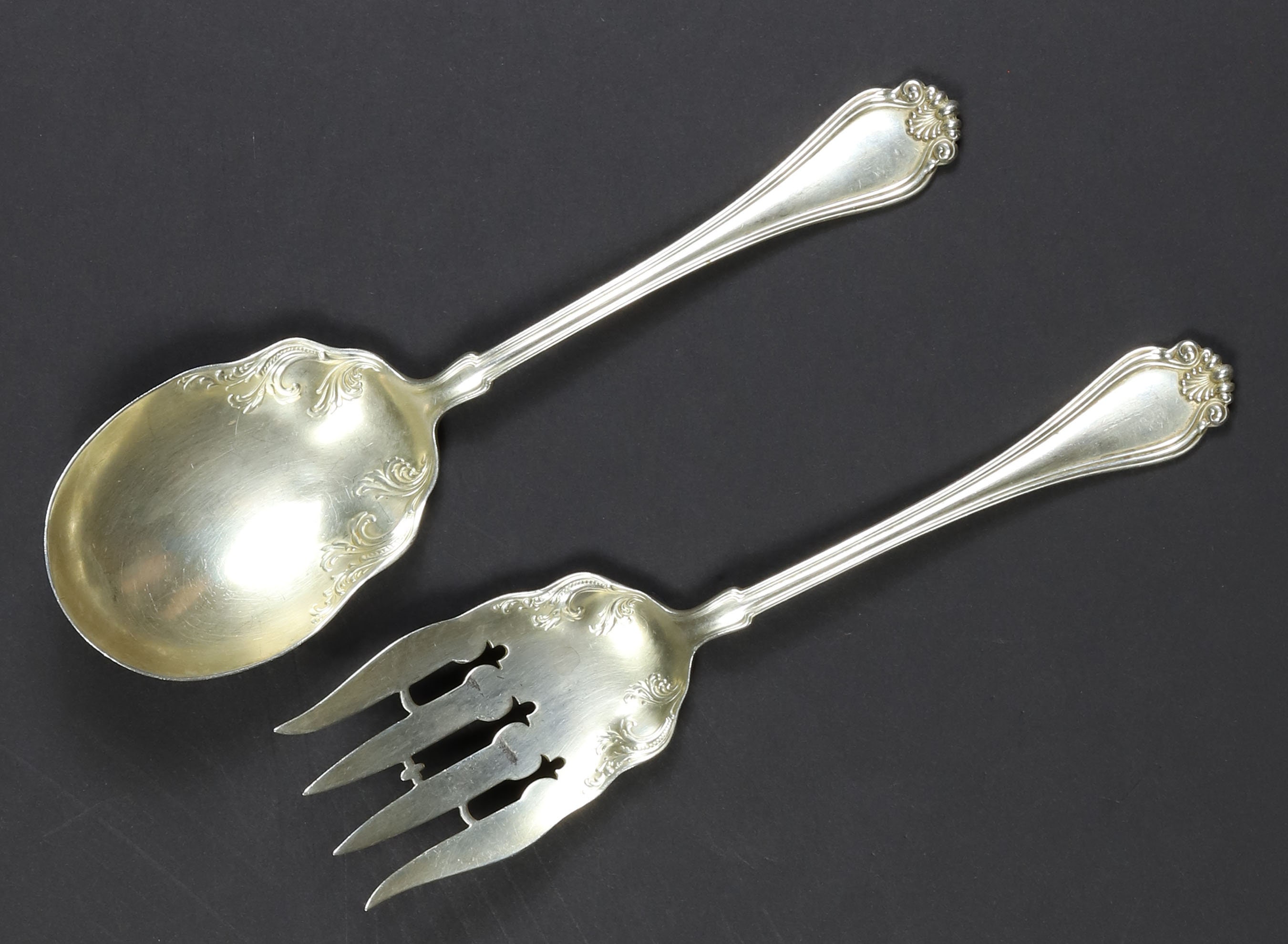Silver Serving fork N Spoon J.E. CALDWELL atr Dominick & Haff , New York, circa 1904