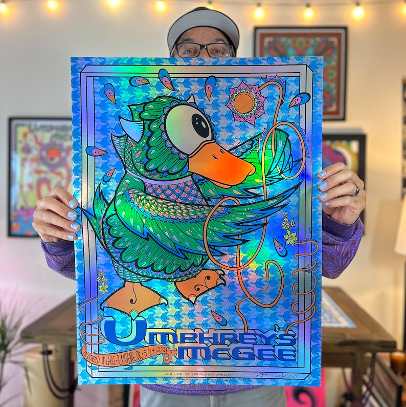 FOIL Umphrey's McGee Eugene 2024 Poster Duck Pie by PonderMonster Artist Print AP LE 13 image 1