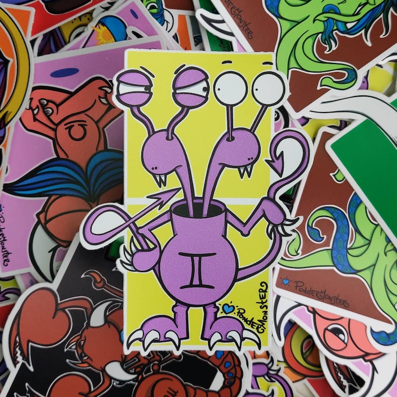 GEMINI Zodiac STICKERS 4" Die-Cut Vinyl Stickers by PonderMonster image 1