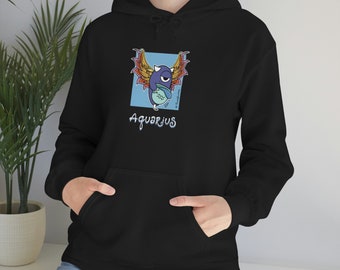 Aquarius Zodiac Hoodie - by PonderMonster