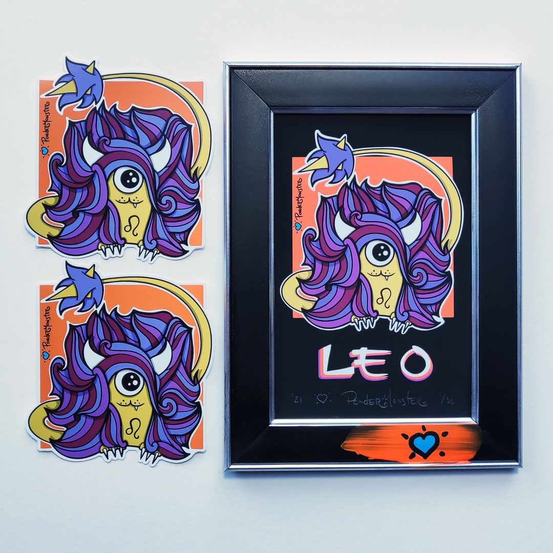 LEO Zodiac PRINT With Stickers, by Pondermonster | LE 50 | Framed ...