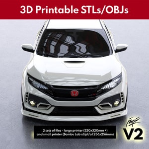 FK8 Front Lip V2 (New design, 2 sets of files - Large printer 320x320mm and small printer 256x256mm for Bambu Lab)