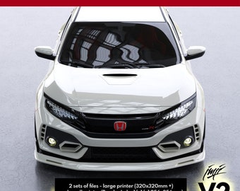 FK8 Front Lip V2 (New design, 2 sets of files - Large printer 320x320mm and small printer 256x256mm for Bambu Lab)