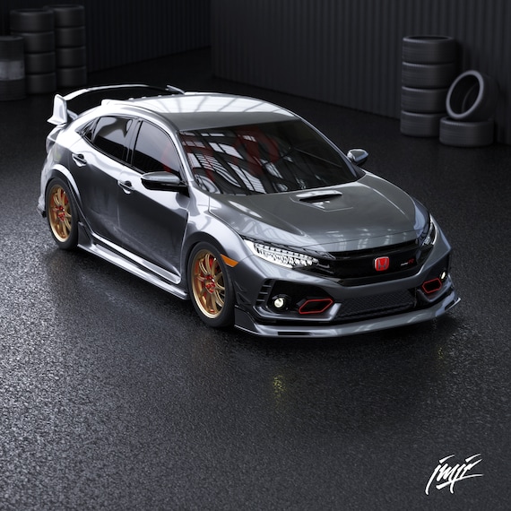 APR Carbon Fiber Front Bumper Canard 2017-2019 Honda Civic Type-R (FK8