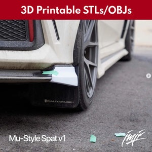 FK8 Rear Spats ("Mu" style, 2 versions, 3D Print STLs) - JMJR FK8 Civic Type R - Printable on Bambu Lab P1/X1/A1