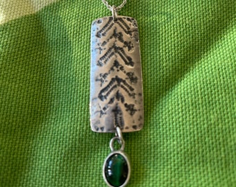 Sterling Silver and Jade Pendant on Chain