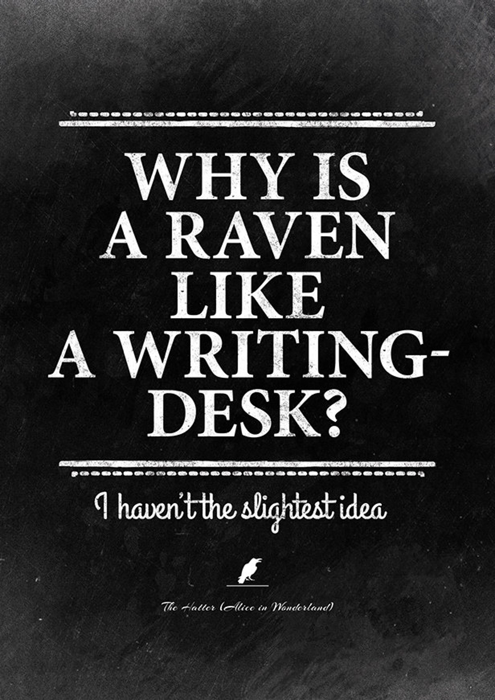 Alice in Wonderland Why is a raven like a writing desk Alice Etsy