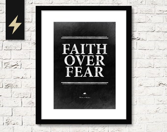 Faith over fear word art. Printable quotes. Quote posters. Wall art. Inspirational print. Motivational art. Typography. Instant download