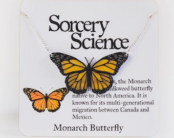 Handmade Acrylic Monarch Butterfly Necklace - Nature Necklace - Geeky Gift for Her