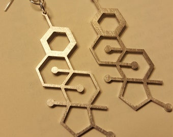 Laser Cut Estrogen Stainless Steel Molecule Earrings - Chemistry Earrings - Nerdy Gift for Her