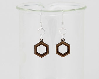 Laser Cut Benzene Molecule Earrings - Chemistry Earrings - Nerdy Gift for Her