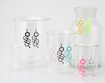 Handmade Estrogen Molecule Earrings - Chemistry Earrings - Nerdy Gift for Her