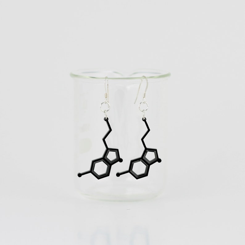 Handmade Serotonin Molecule Earrings Chemistry Earrings Nerdy Gift for Her image 1