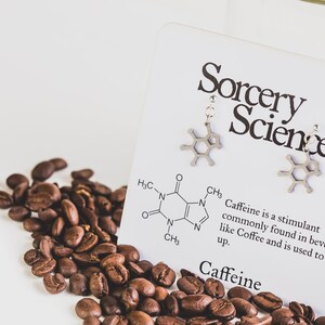 Caffeine Earrings / Stainless Steel Earrings / Caffeine Molecule / Under 50 / Science Teacher Gift / Science Jewelry / Nerdy Gift for Her image 2