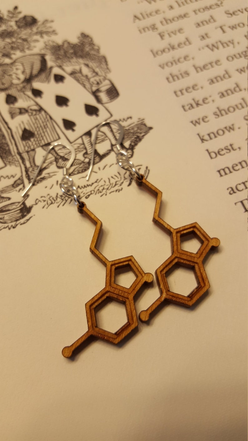 Handmade Serotonin Molecule Earrings Chemistry Earrings Nerdy Gift for Her image 3