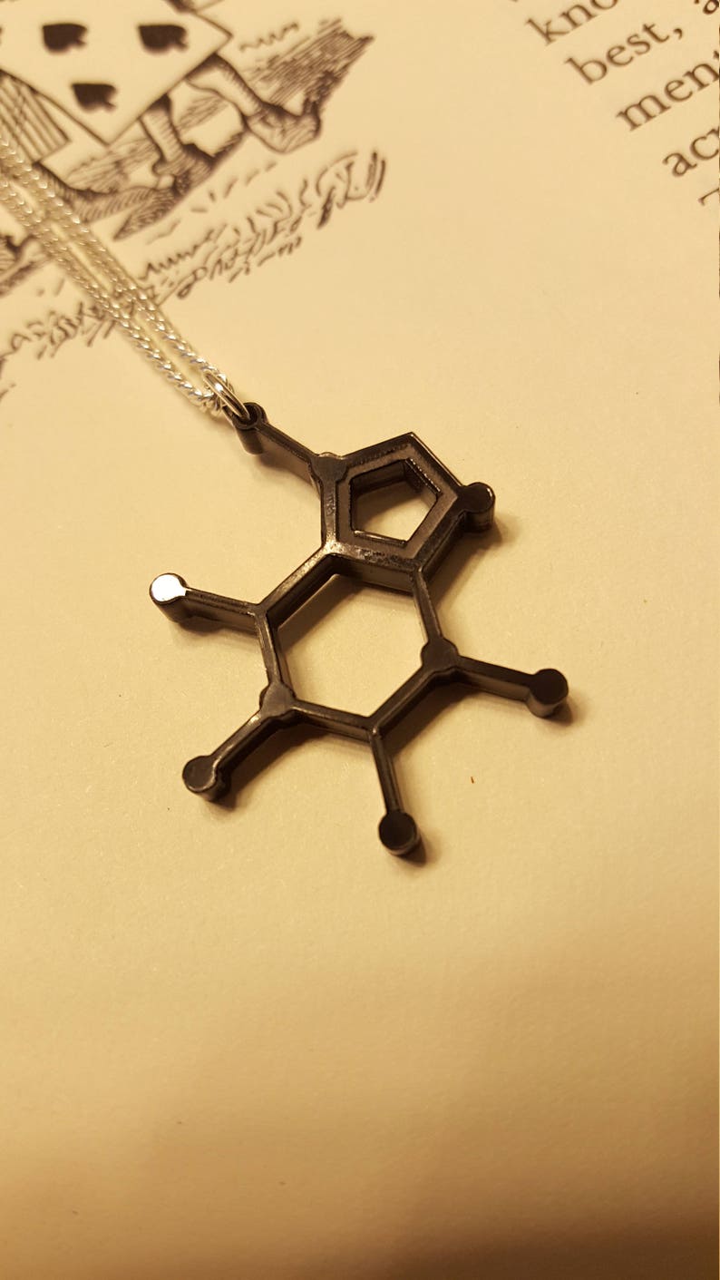 Caffeine Necklace / Caffeine Molecule / Chemistry Necklace / Laser Cut / Laser Cut Acrylic / Under 50 / Science Jewelry / Nerdy Gift for Her image 1