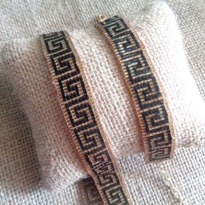 Griechische Meanders Ornament Gold Schwarz Orientalische Perlen Armband Halskette
