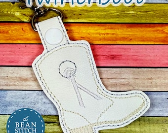 Embroidery Machine Download Design File - Twirler Boot - THREE Sizes INCLUDED! Bag Tag Key Fob