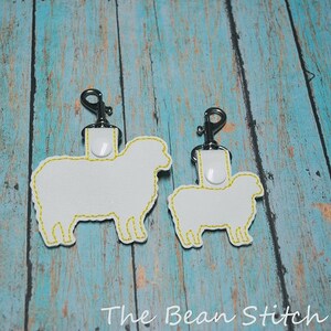 Embroidery Machine Download Design File - Sheep 2 Sizes Bag Tag Key Fob
