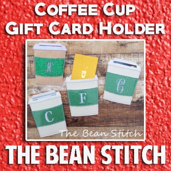Embroidery Machine Download Design File - Coffee Cup Gift Card Holder Check Money Holder