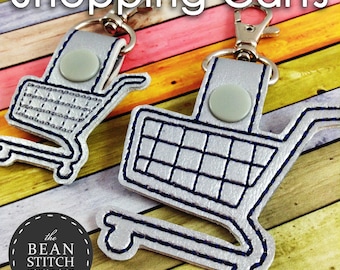 Shopping Carts SnapTab - Two Sizes and BONUS Multis!  Embroidery Machine Download Design File