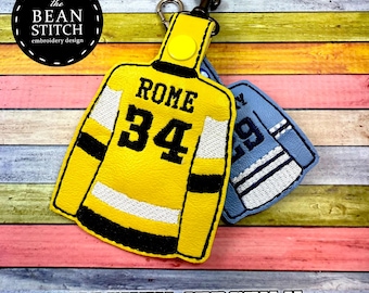 Embroidery Machine Download Design File - Hockey Jersey II Bag Tag Key Fob Zipper Pull