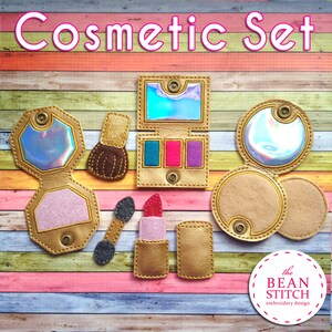 Machine Embroidery Design Download. Cosmetic Set - Created for 4x4 Hoop!   FOUR designs and accessories INCLUDED!!!