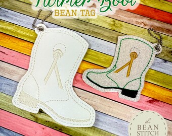 Embroidery Machine Download Design File - Twirler Boot BeanTag - THREE Sizes INCLUDED! Bag Tag Key Fob