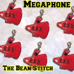 Embroidery Machine Download Design File - Megaphone Cheer Dance Tag Key Fob