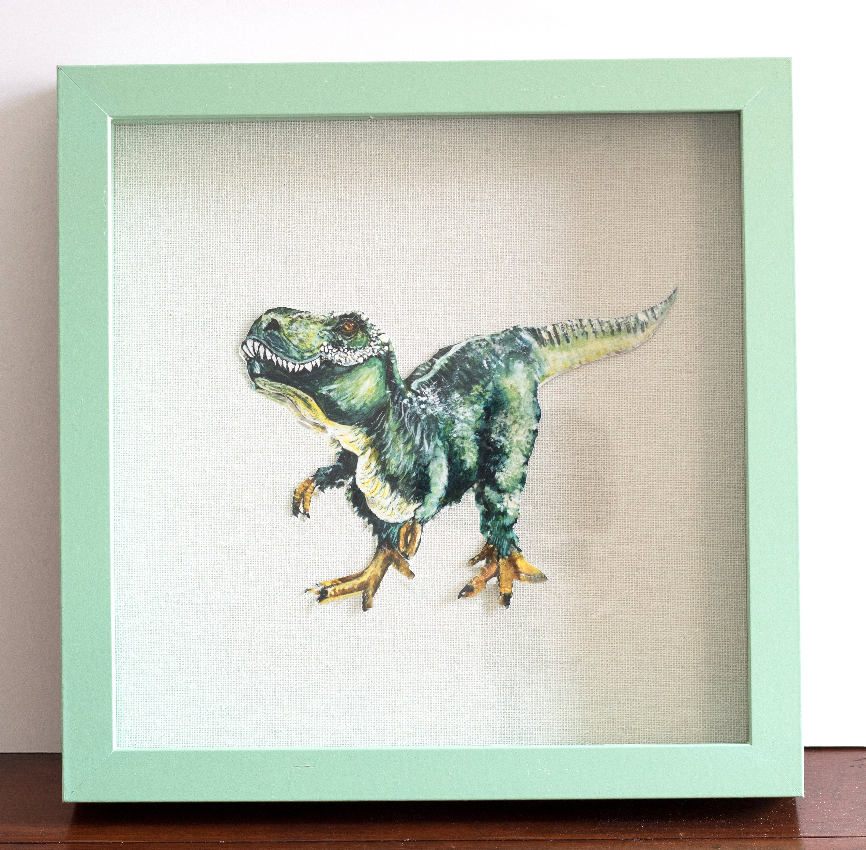 Dinosaur Animal Shadowbox - Dino Themed Room - Green T-Rex