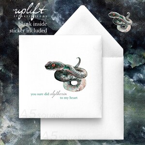 Carte de vœux Punny - Romance / Crush / Anniversaire / Anniversaire / Carte de félicitations lit "Vous avez fait slytherin à mon cœur"