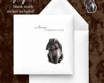 Punny Greeting Card - Thank You/ Friendship/ Just Because/ Treat Yourself card reads, "No bunny compares to you"