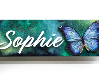 Personalized Name Plaque - Custom Butterfly Nursery Decor - Baby Name Art