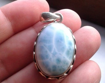 Gorgeous Larimar Pendant set in .925 Sterling silver