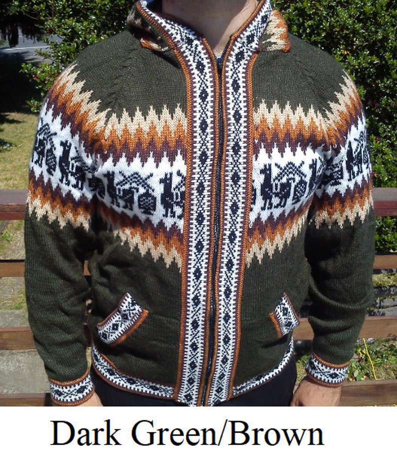 Sweter de alpaca Dark Green/Brown